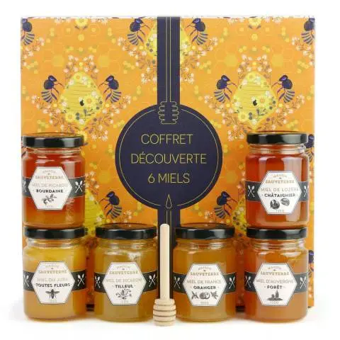 [53501] Assortiment de 6 miels de France et cuillère à miel